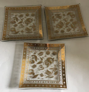 Georges Briard Persian Garden Square Plate 5.75" set of 3 - Picture 1 of 3