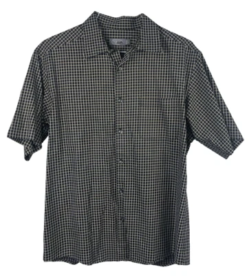 Talbots Men’s L Button Down Short Sleeve Shirt Black & White Check - Image 1 of 4
