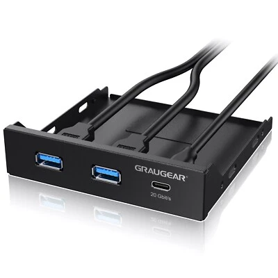20Gbps USB-C Front-Panel in 3,5 Zoll + 2x USB-A Port, USB 3.2 Gen2x2, USB-HUB - Bild 1 von 4