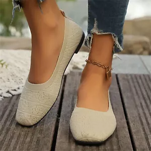 Ballerine da donna in maglia colore soild slip on leggere suola morbida scarpe da guardia - Foto 1 di 19