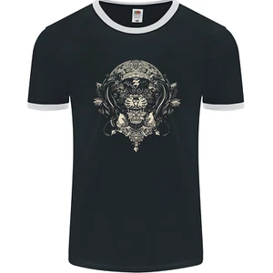 Ancient Maya Aztec Tiger Art Tattoo Tribal Herren Ringer T-Shirt FotL - Bild 1 von 9