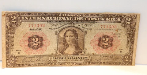 COSTA RICA P167 FAMED "MONA LISA" 1935 VG 2 Colones Cover