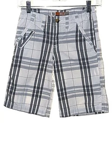 Pantalones Cortos Lee Dungarees Niño Talla 10 Grises y Blanco a Cuadros Relajador Estilo de Vestido - Imagen 1 de 8