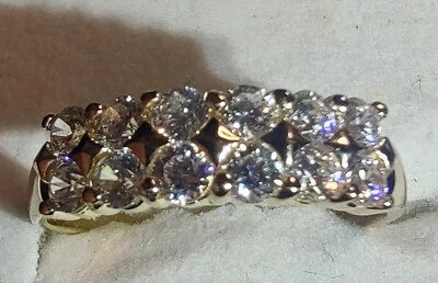 Alianza de boda de piedras circonita cúbicas de oro blanco macizo de 14K talla 7 1/2 ((B44)) Foto 1 de 4