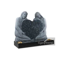 Our Lord and Lady Granite Headstone Blue Pearl - Picture 1 of 1