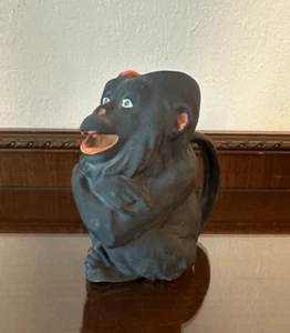 Antique 1900s Royal Bayreuth Monkey Ape Chimp 5'' Creamer Pitcher Black Matte - Picture 1 of 8