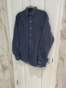 Camisa para hombre Izod con estampado geográfico azul manga larga con botones talla pequeña 100 % algodón - Imagen 1 de 10