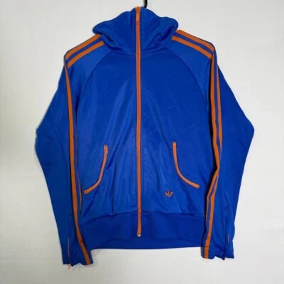 阿迪达斯田径夹克 Y2K 女式 M 码蓝色橙色复古复古巴西 — 第 1/4 张图片
