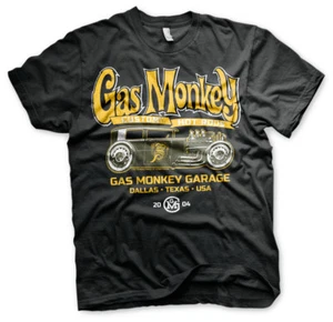 Official Licensed Gas Monkey Garage - Green Hot Rod Men's T-shirt S-5XL (Black) - Picture 1 of 2