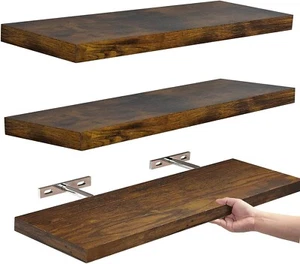 3PCS Floating Shelves for Wall Wood Wall Mounted Shelf Wooden Shelves Over Toile - Picture 1 of 6