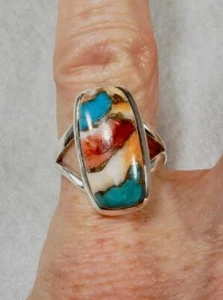 Anillo de ostra espinosa turquesa cobre plata de ley 925 talla 6 fundamentos y calma - Imagen 1 de 4