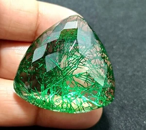 EGL Certified 111.35 Ct Stunning GREEN Rutilated Quartz Loose Gemstone - Picture 1 of 10