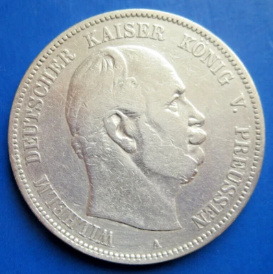 5 Mark Silber Wilhelm Deutscher Kaiser König von Preussen Deutsches Reich 1876 A - Bild 1 von 4