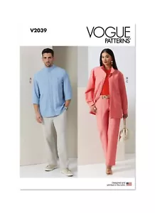 Camicia e pantaloni unisex Vogue MODELLO CUCITO V2039 S-XXL - Foto 1 di 8