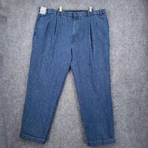 NEW Roundtree & Yorke Jeans Mens 46x32 Blue Stewart Classic Fit Pleated Cuffed - Picture 1 of 15