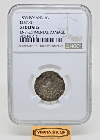 1539 Poland Elbing Silver 1G, NGC XF Details Environmental Damage - #B29975 Cover