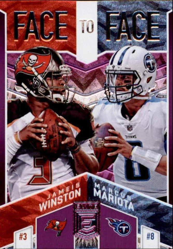 2018 Donruss Elite Face to Face Purple #9 Jameis Winston/Marcus Mariota 22/75 - Image 1 of 2