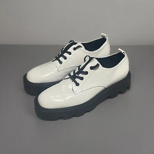 ZARA WOMENS LOW HEELED PLATFORM SHOES WHITE/BLACK US 9.5 /EUR 41 🔥 Stylish - Picture 1 of 13