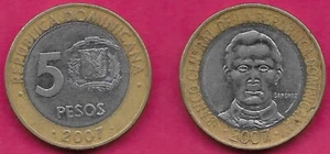 DOMINICAN REP 5 PESOS 2007 XF SANCHEZ PORTRAIT FACING WITHIN CIRCLE,DATE BELOW,N - Picture 1 of 1