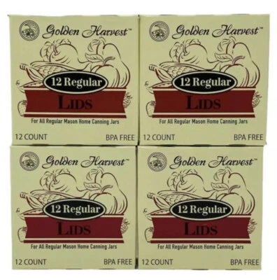 Golden Harvest ~ Tapas de enlatado se adaptan al tamaño regular de la boca Metal sin BPA ~ Paquete de 48  Foto 1 de 3