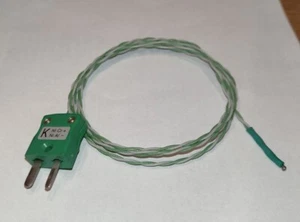 K-Type Thermocouple, exposed tip with 1m PTFE lead and mini plug - Picture 1 of 3