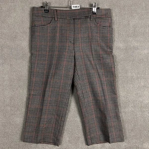 Maje Pants Womens 36 Brown Wool Houndstooth Cropped Plaid Trousers - Picture 1 of 15