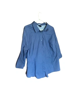 Liz Claiborne Damen 3X Stretch 3/4 Arm Kleid Shirt blau weiß Burst - Bild 1 von 7