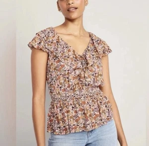 Camiseta sin mangas pulóver Old Navy talla XL Ditsy floral con volantes definidos en la cintura - Imagen 1 de 9