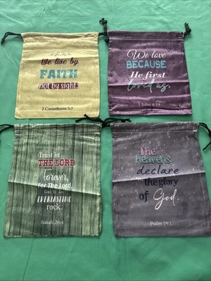4pc Nylon Bible Verse 10”x8” Bags Brand New Double Sided Print - image 1 of 4