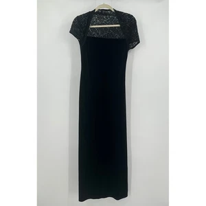 Damen Whimsigoth Samt Maxikleid M Spitze Overlay Gothic Abend Formell Neujahr - Bild 1 von 10