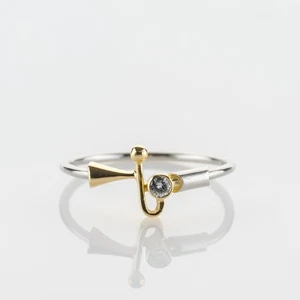 Ring mit 0.04 ct Brillant in 950er Platin & 750er Gelbgold - Bild 1 von 5