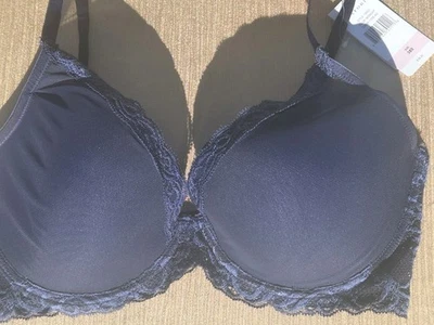 NEW Natori Feathers Contour Plunge T-Shirt Bra Underwire Size 38D Midnight Blue - Image 1 of 4