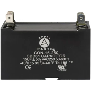 Appli Parts Fan Capacitor 15 mfd (microfarads) uf 250 VAC with 4 Terminal Connec - Picture 1 of 7