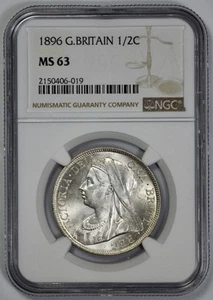 1896 Great Britain Silver 1/2C Half Crown NGC MS 63 - Picture 1 of 4