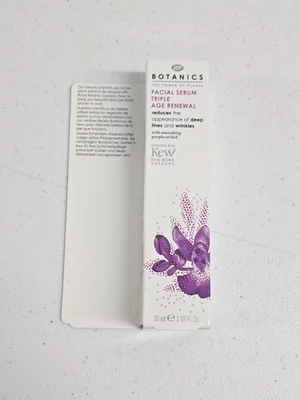 BOTANICS ТРОЙНОЙ ВОЗРАСТ ОБНОВЛЕНИЕ ЛИЦА СЫВОРОТКА СОЗРЕВАНИЯ КОЖИ МОРЩИН ЛИЦА 1 унц новая коробка - Изображение 1 из 2