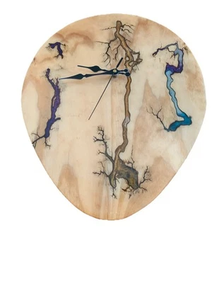 Epoxy Resin Wood Wall Clock, Modern Wall decore Egg Shape Handcrafted by artist  - Image 1 of 4