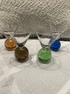 4 Stück Vintage Bubble Bottom Ball Cordial Multicolor Schnapsgläser Shooter 4 Zoll - Bild 1 von 6