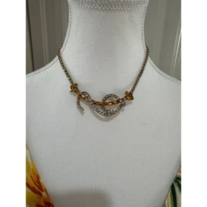 Vintage Strass Halskette Statement Floral goldfarben Cocktail Party - Bild 1 von 15