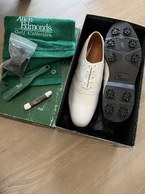 Allen Edmonds New Linwood Leather Golf Shoes 10.5 A with Accessories - Image 1 of 4