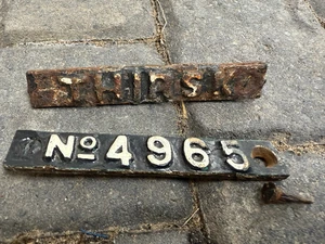 OLD RAILWAY BARROW PLATES - THIRSK No 4965 - Picture 1 of 8