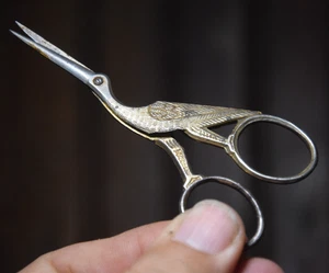 CRANE ART NOUVEAU ENGRAVED PLATED STEEL SCISSORS VINTAGE 1910s GRIFFON GERMANY - Picture 1 of 23