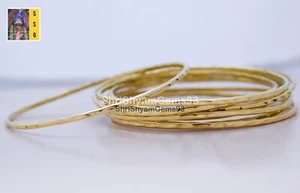 Hammered Art Set 8 Brass Bangles Minimalist Jewelry Stackable Bangle Bracelets - Picture 1 of 8