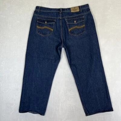 Akademiks Jeans Mens 42x29 Relaxed fit Straight Wide Leg Blue Dark Wash Denim - Image 1 of 4