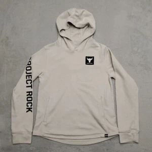 Project Rock Hoodie Youth Large Beige Pullover Hooded Workout Sweatshirt Dwayne - Picture 1 of 10