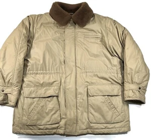 Polo Ralph Lauren Down Coat Parka Mens XL Faux Fur Collar Parka Vintage Khaki - Picture 1 of 12