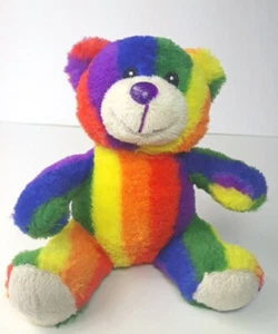 Rainbow Teddy Bear Plush Stuffed Animal Glitter Nose Totally Teddies 2018 - Picture 1 of 7