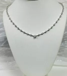 14K White Gold Natural Diamond Necklace - Picture 1 of 5
