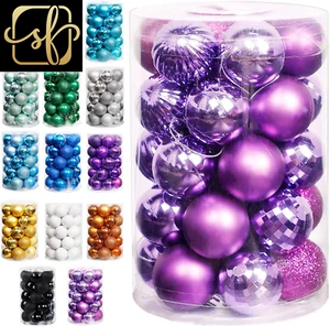 Weihnachtsschmuck zum Aufhängen, 34 Stück vorbesaitet Kunststoffkugeln, bruchsichere Stange - Bild 1 von 24