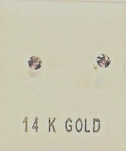 New 14k Gold Birthstone (February) Baby Ball Stud Earrings - Picture 1 of 3