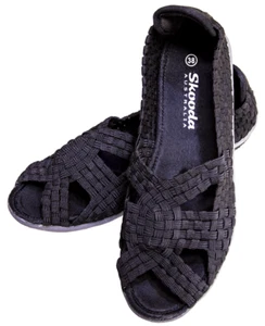 Skooda Sandals Ladies Black, Black soles - Picture 1 of 9